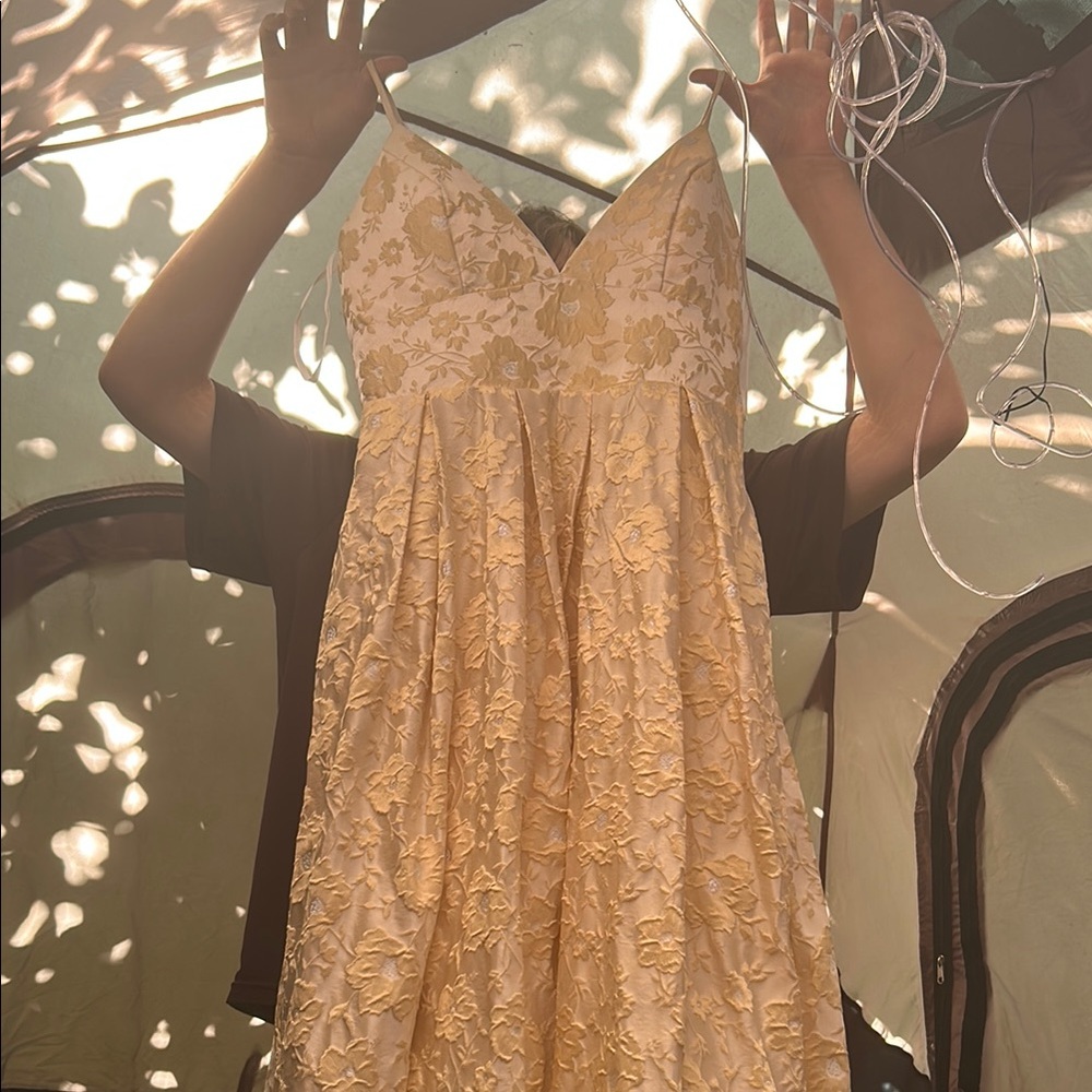 Trixxi Orange Gold Sleeveless V-neck Sundress